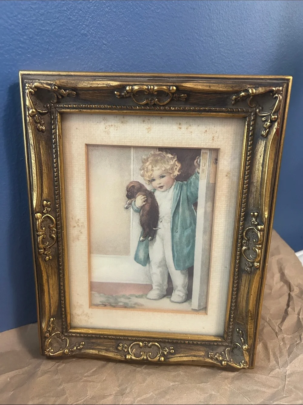 Bessie Pease Gutmann Framed Lithograph Collector Print “Good Morning” vintage.